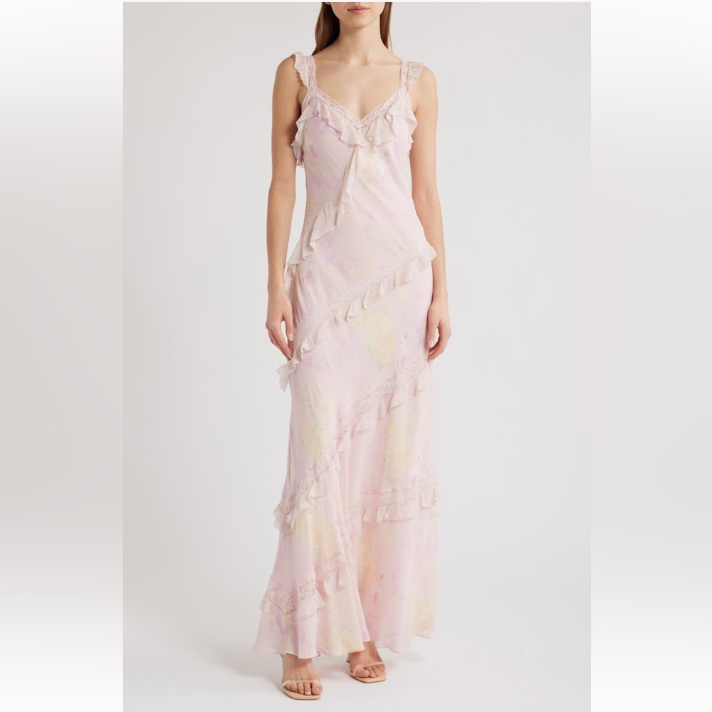 NWT LoveShackFancy Pastel - Strawberry Tarte - Pink Ruffle Maxi Dress